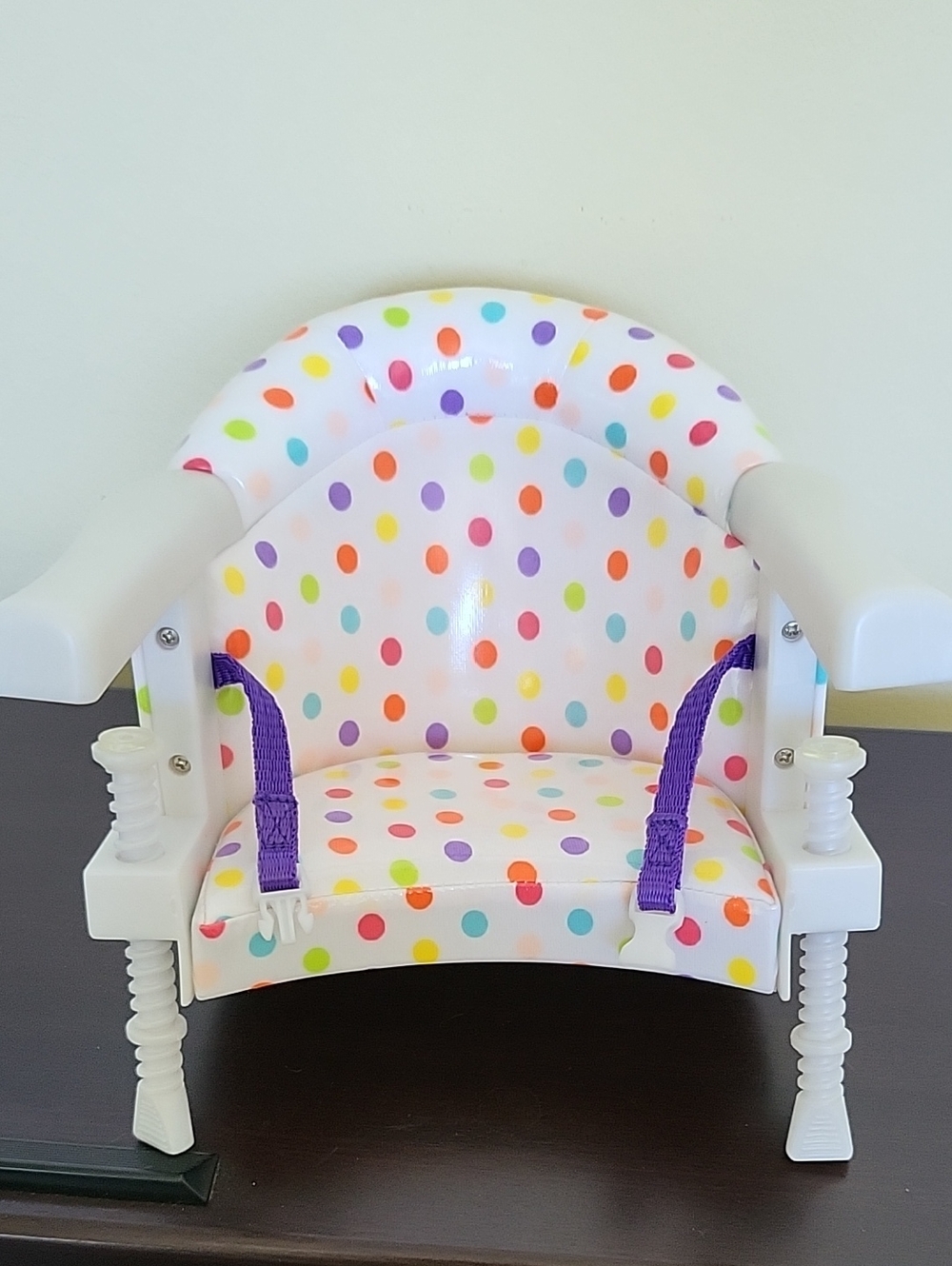 American Girl Doll Polka Dot Chair with Purple Straps
